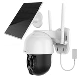 Foscam B4 WLAN Überwachungskamera Weiß INKL. Solarpanel 4MP (2560x1440), Akkubetrieb, WLAN, Schwenk- und Neigefunktion