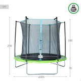 AKTIVE Cama elástica Infantil, Ø305 x 256 cm, Zona Salto Ø261 cm, Peso máximo soportado 120 kg, Borde Acolchado, Cierre Cremallera y Hebillas, Trampolín niños, +6 años, 54276