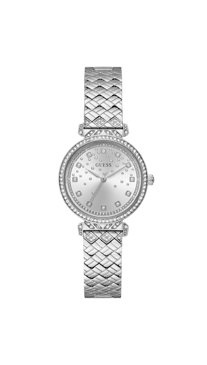 Guess Enchantment - Reloj analógico para Mujer, 32 mm de Ancho, Tono Plateado, Tono Plateado, Clásico