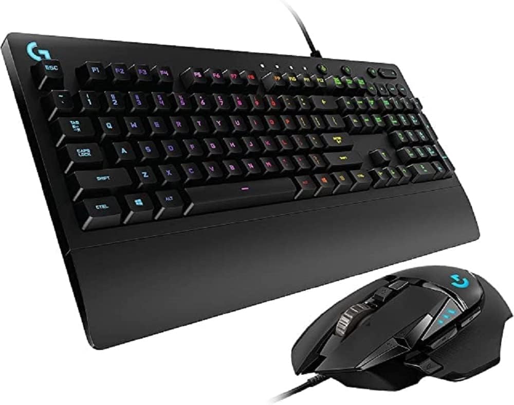 Logitech G 502 Hero - Ratón para Videojuegos de Alto Rendimiento, Sensor óptico Hero 25600 dpi + Teclado Logitech G213 Prodigy para Gaming, diseño alemán QWERTZ, Color Negro