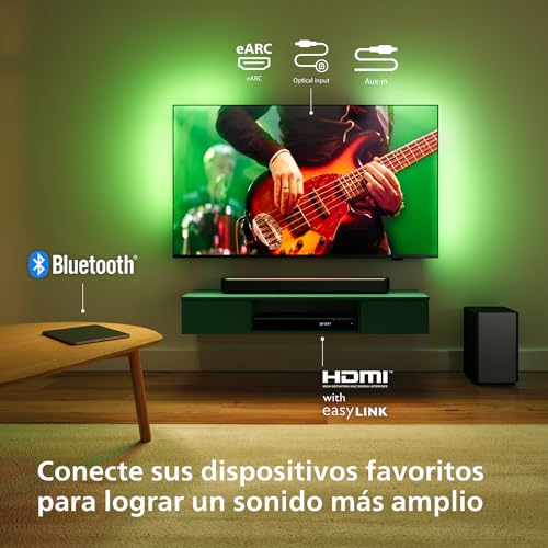 Philips TAB5309 Barra de Sonido 2.1 con subwoofer inalámbrico - Canales 2.1 de 240W, DTS Virtual X, Bluetooth 5.4, HDMI ARC, conexión óptica y conectividad USB - Gris Oscuro