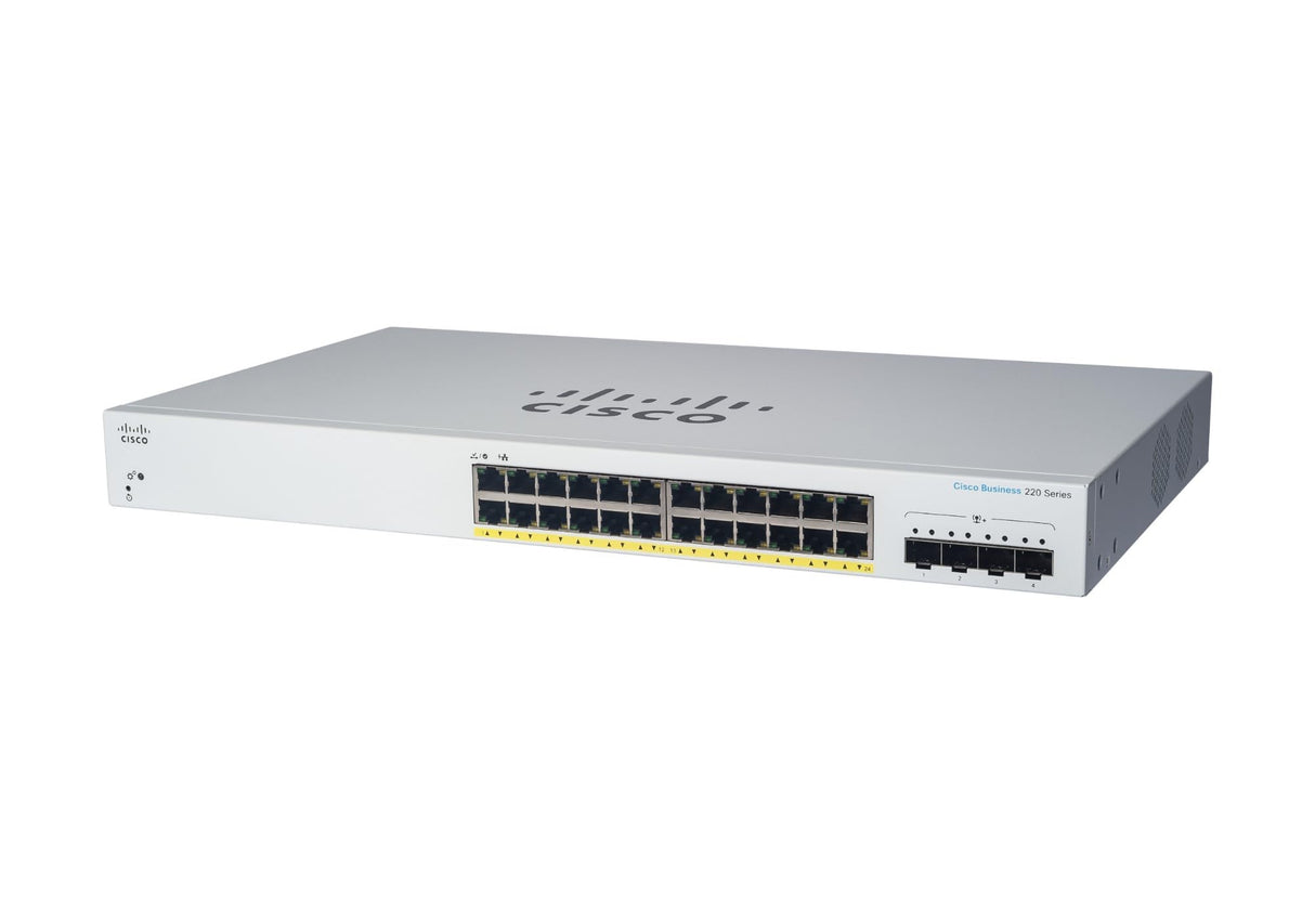 Cisco Switch Inteligente para Empresas CBS220-24P-4G | GE de 24 Puertos | PoE | SFP 4x1G | Garantía Limitada de Hardware de 3 años (CBS220-24P-4G-UK)