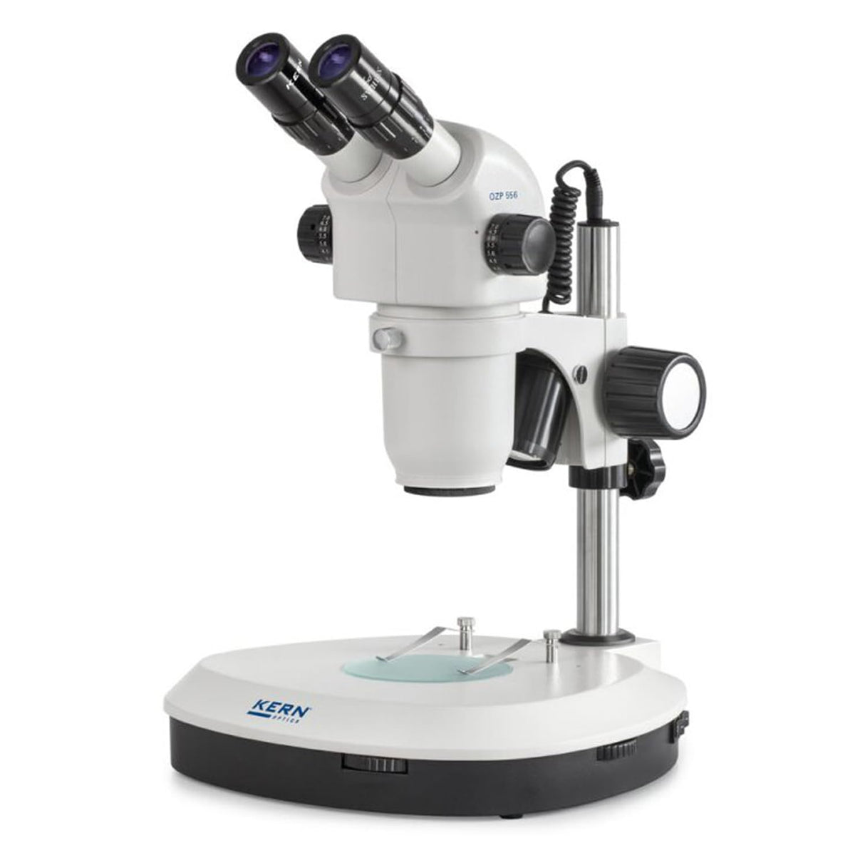 Estéreo Zoom Microscopio [Núcleo ozp 556] Tubo: Binocular, ocular: hswf 10 x 23 mm, campo de visión: ø38,3 – 4,2 mm, objetivo: 0,6 x – 5,5 x, soporte: columna, iluminación: 3 W LED (reflejada)