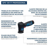 Bosch Professional 12V System pulidora a batería GPX 12V-77 (incl. plato de caucho montado con cierre por contacto de 77 mm, plato de espuma de corte y pulido de 77 mm)