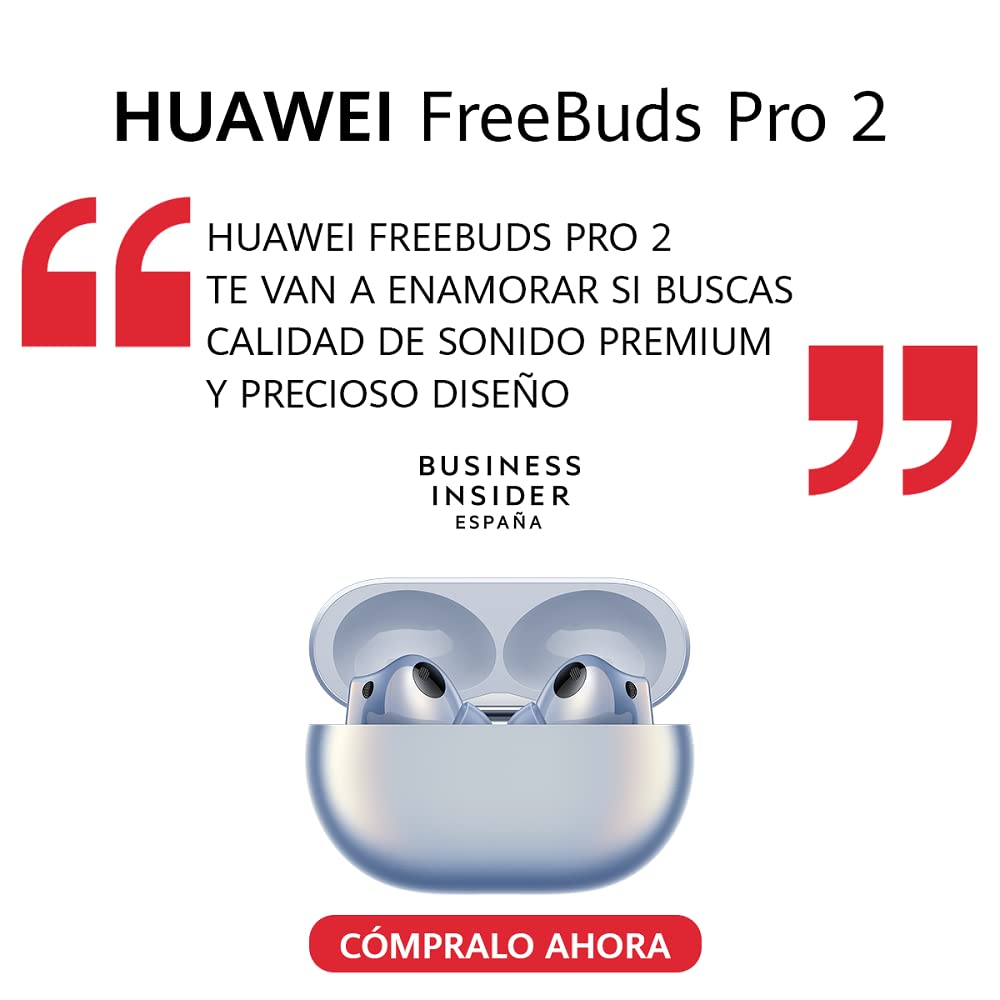 HUAWEI FreeBuds Pro 2, Auriculares inalámbricos Bluetooth, Devialet, Doble Altavoz, Voz cristalina, ANC Inteligente, Triple EQ Adaptivo, Doble conexión, Hi-Res Audio, Azul Plateado, 38 Meses garantía