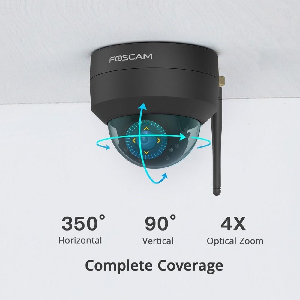 Foscam D4Z WLAN Überwachungskamera Schwarz 4MP (2304x1536), Dual-Band WLAN, PTZ, Smarte Erkennung