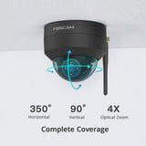 Foscam D4Z WLAN Überwachungskamera Schwarz 4MP (2304x1536), Dual-Band WLAN, PTZ, Smarte Erkennung