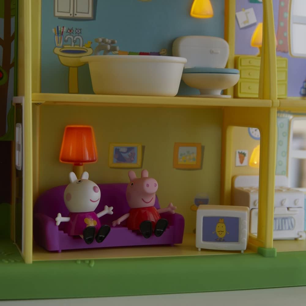 Peppa Pig Peppa’s Adventures Peppa's Playtime to Bedtime House Pre-school Toy, Speech, Light and Sounds, Ages 3 and Up , Red