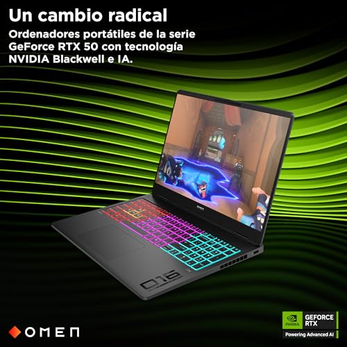 HP OMEN MAX - Ordenador Portátil Gaming de 16" OLED 240Hz (Ultra 7-255HX, 32GB RAM, 1 TB, NVIDIA GeForce RTX 5060 8GB, FreeDos) Negro - Teclado QWERTY Español