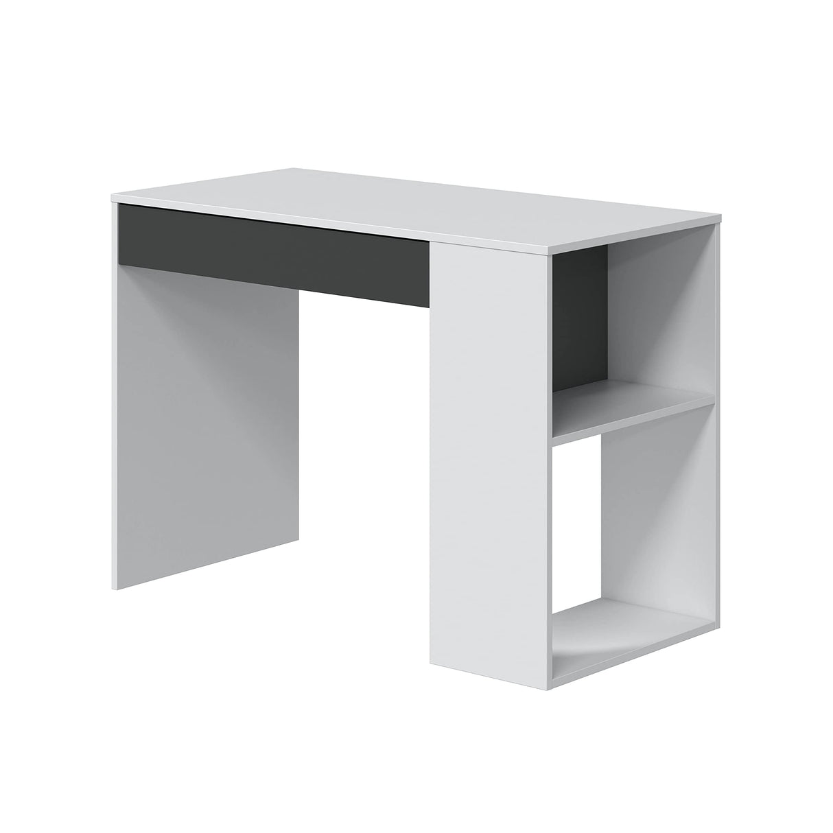 Habitdesign Mesa de Estudio con 1 Cajon, Mesa de Estudio o Escirtorio, Modelo Masster, Acabado en Blanco Artik y Gris Antracita, Medidas: 101 cm (Ancho) x 73 cm (Alto) x 50 cm (Fondo)