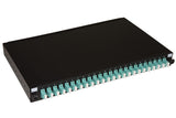 LINK LK24LC3P - Panel de fibra óptica de 19 pulgadas con 24 adaptadores LC Duplex OM3 de profundidad de 250 mm con pedal instalados color negro