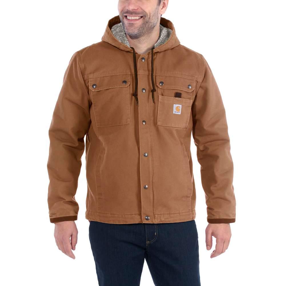 Carhartt, Hombre, Chaqueta Utilitaria En Lona De Algodón Con Efecto Desgastado, Forro De Peluche, Ajuste Ligeramente Holgado, Marrón Carhartt®, M