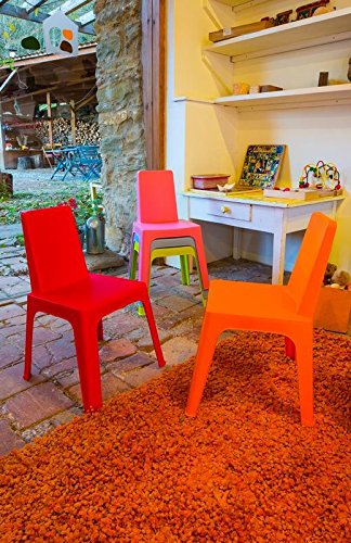 Resol Set Julieta Mesa Infantil y Sillas Mesa y Silla para Niños Muebles Infantiles Mesa Exterior Mesa Exterior jardín - 1 Mesa Lima + 4 Sillas Roja/Rosa/Azul/Naranja