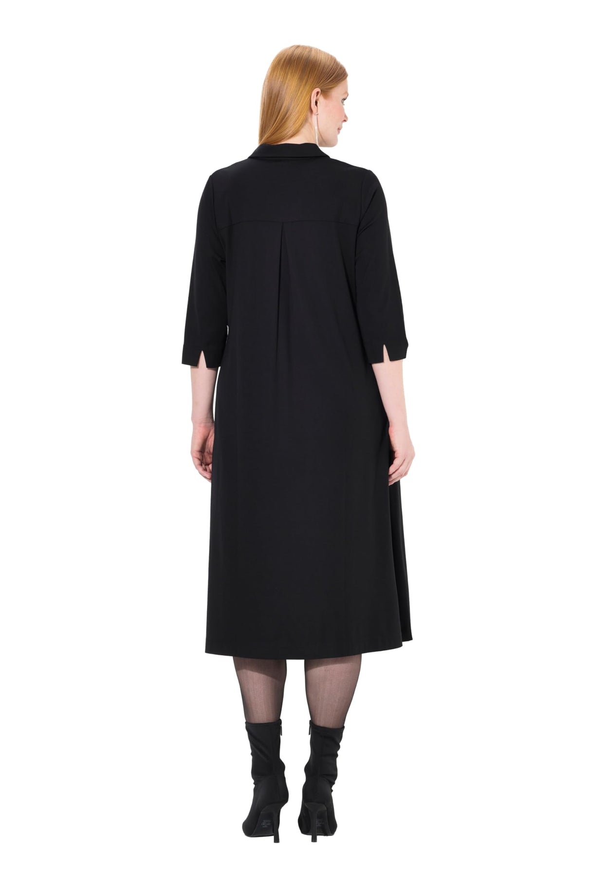 Ulla Popken Puntokleid, Glitzer-reißverschluss, 3/4-arm Vestido, Negro, 50-52 Mujeres