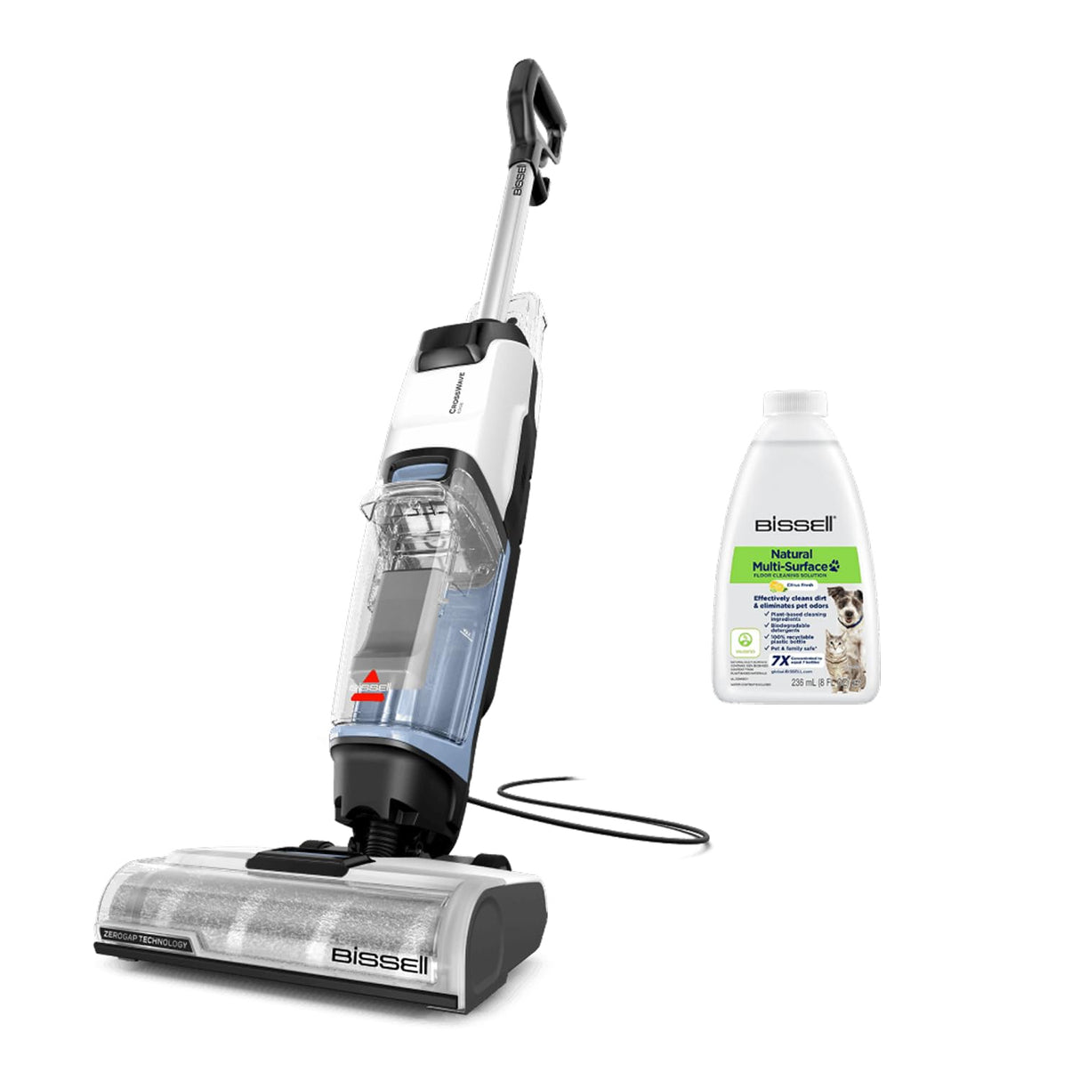 Bissell CrossWave Edge, Aspiradora de Agua, Escoba Aspiradora Multi-Superficie con Auto-Limpieza, Aspirador Fregona con Cable ZeroGap, para Suelos Duros y Alfombras, Cable 7.5m, 4088N