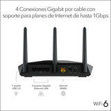 NETGEAR Nighthawk AX5 Router WiFi 6 RAX30, Velocidad AX2400 de 5 transmisiones, Cobertura de hasta 125 Metros Cuadrados, Negro
