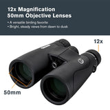 Celestron 72336 Nature DX ED 12x50: prismáticos con lentes objetivo con dispersión baja, exteriores y aves, revestimiento múltiple completo y prismas BaK-4, carcasa revestida resistente al agua y vaho