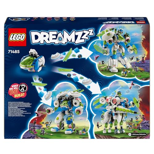 LEGO DREAMZzz 3 en 1 Mateo y Z-Blob Caballero Meca de Combate Robot y Lanzadera Espacial de Juguete de Construcción, Regalo para Niños y Niñas de 10 Años o Más, Juego Creativo con 4 Minifiguras 71485