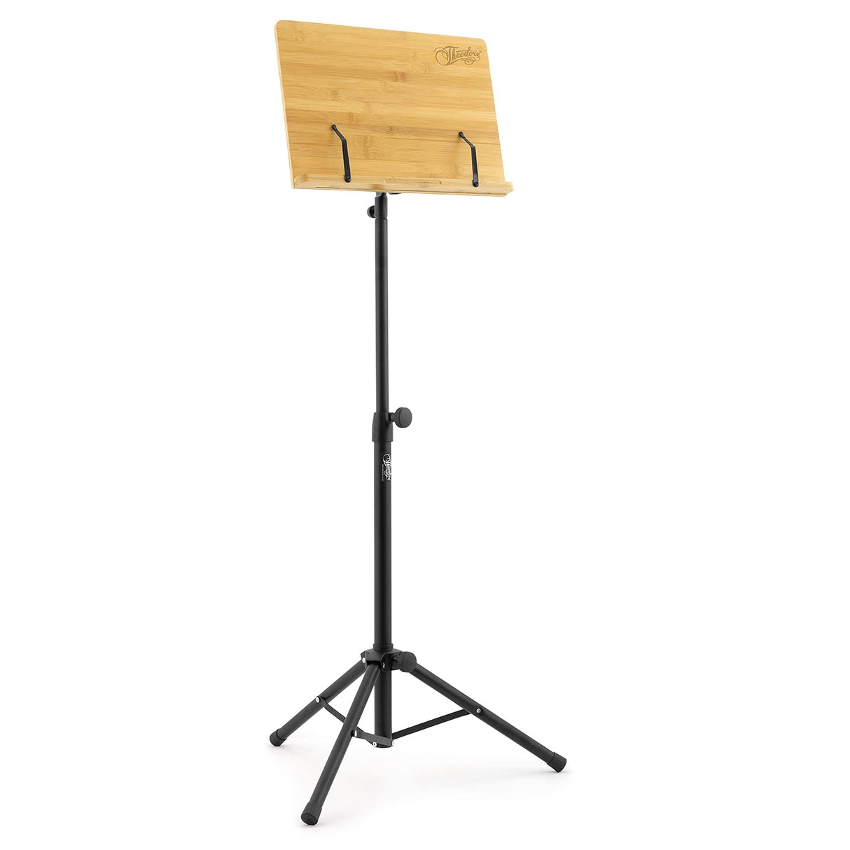 Theodore - Soporte de madera de bambú para música orquestal, soporte de música de escritorio de bambú con base de trípode