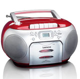 Lenco SCD-42 Rojo, Plata - Radio CD (FM, Jugador, CD,CD-R,CD-RW, Stop automático, Repetir, LCD, Rojo, Plata)