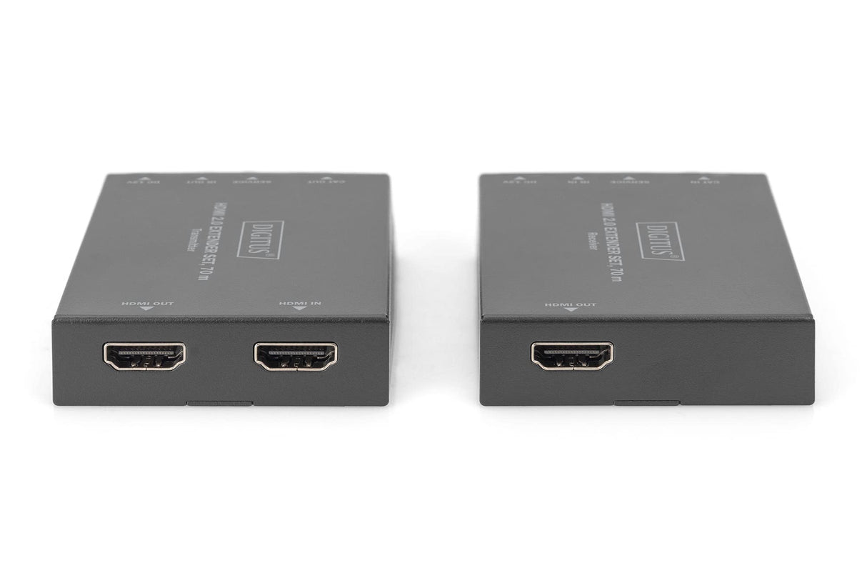 DIGITUS DS-55506 Extensor HDMI - UHD 4K 30 Hz - 70 m Mediante Cable LAN - Set: Transmisor y Receptor - Loop-out, IR Infrarrojos - HDMI 2.0 & HDCP 2.2/1.4