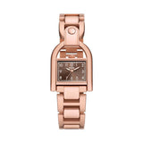 Fossil Harwell Reloj para Mujer, Movimiento de Cuarzo con Correa de Acero o Piel, Tono Oro Rosa y marrón, 28MM