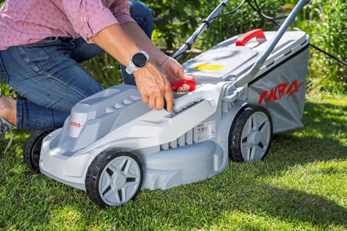IKRA cortacésped eléctrico IERM 1638-1, 1600W, 5 Posiciones de Ajuste de Altura de Corte 30-75mm, Ancho de Corte 38cm