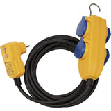 Brennenstuhl Cable Adaptador de protección FI IP54 con Powerblock (extensión de 4 vías, IP54, Cable de 5 m, con Interruptor de protección Personal)