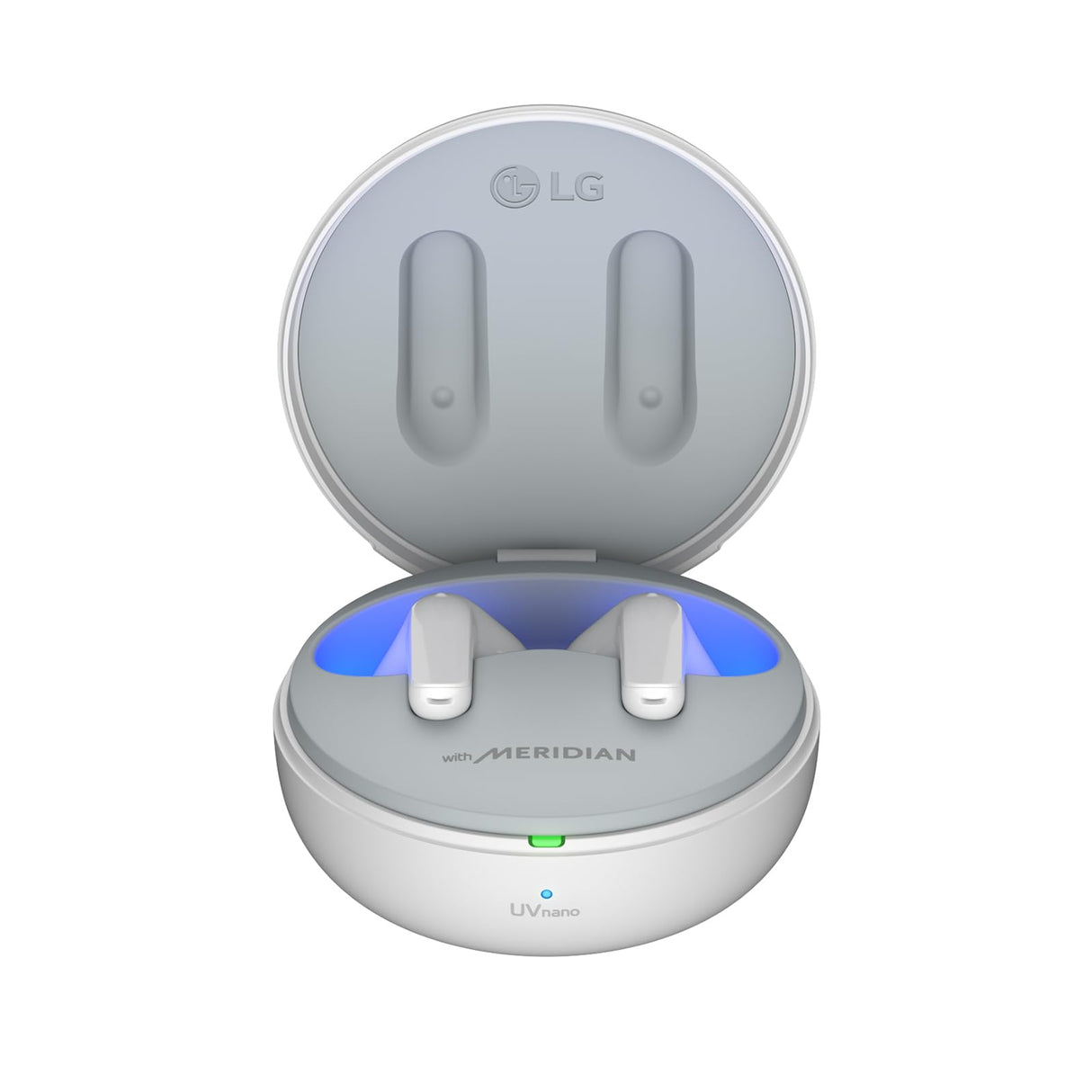 LG Electronics Auriculares Tone Free DT80Q, Bluetooth 5.2 con Sistema de Sonido Meridian y Función de Carga Rápida, Blanco