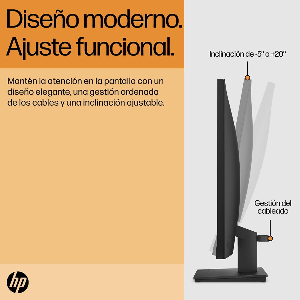 HP V27i G5 Monitor de 27" FHD 16:9, Antirreflejo, Panel IPS 75Hz, Tiempo de Respuesta 5 ms, Inclinable, VESA 10x10 cm, AMD FreeSync, 250 Nits, Low Blue Light, Negro