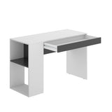 DEKIT GRUPO RIMOBEL TEO - Mesa escritorio con estante y cajón - BLANCO / GRAFITO - 74 x 115 x 50