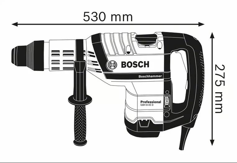 Bosch Professional GBH 8-45 D - Martillo perforador combinado (12,5 J, Ø máx. hormigón 45 mm, portabrocas SDS max, en maletín)