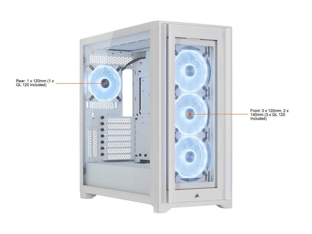Corsair iCUE 5000X RGB QL Edition Cristal Templado USB 3.1 Blanca