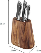 Tefal Jamie Oliver by K267S7 - Bloque de cuchillos de cocina de 7 piezas, 6 cuchillos de cocina + madera, alto rendimiento de corte, diseño distintivo, cuchillas resistentes y duraderas, marrón/negro