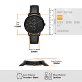 Armani Exchange Reloj para hombre, movimiento multifunción de cuarzo y caja de 42 mm con correa de piel, Negro azabache