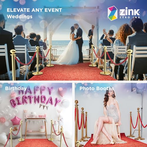Zink Paquete de Alfombra Roja Zink - 4 Postes Dorados de Acero Inoxidable de 90 cm con Cuerda de Terciopelo de 1,5 m para Fiestas, fotomatones, Bodas, teatros, etc.