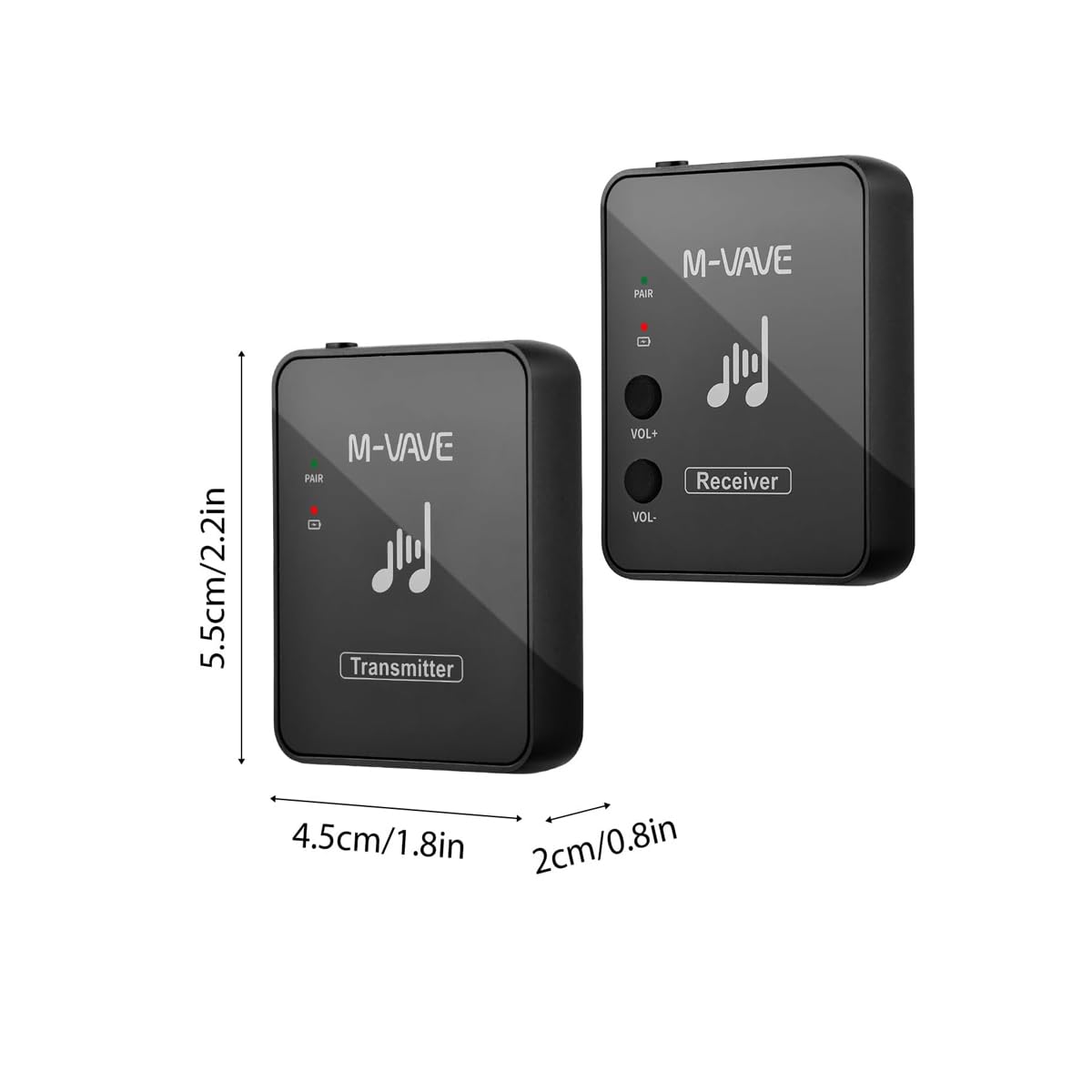 M-Vave WP9 - Sistema de monitorización intrauditivo inalámbrico, transmisor y Receptor de 2,4 GHz, diseño con Clip, Recargable por USB, Negro