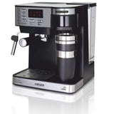 HAEGER Multi Coffee - Cafetera Espresso con 1450w, Capacidad: 1,2L - Pantalla de LED, Boquilla de Espuma y Bandeja de Goteo Desmontable, Cesta del Filtro extraíble y Lavable.