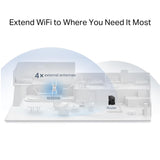 TP-Link RE655BE - Repetidor Wi-Fi 7 de Tres Bandas BE9300, hasta 5764 Mbps (6 GHz) + 2882 Mbps (5 GHz) + 688 Mbps (2,4 GHz), EasyMesh, 1 Puerto LAN de 2,5 Gigabit, 4 Antenas externas, WPAA