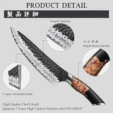 SHAN ZU Juego de Cuchillos de Cocina con Bloque, Set de Cuchillos Japonés Forjado a Mano, Acero 10Cr15MOV de 7 Capas, Bloque de Cuchillo con Afilador Profesional, Mango de Madera de Arce
