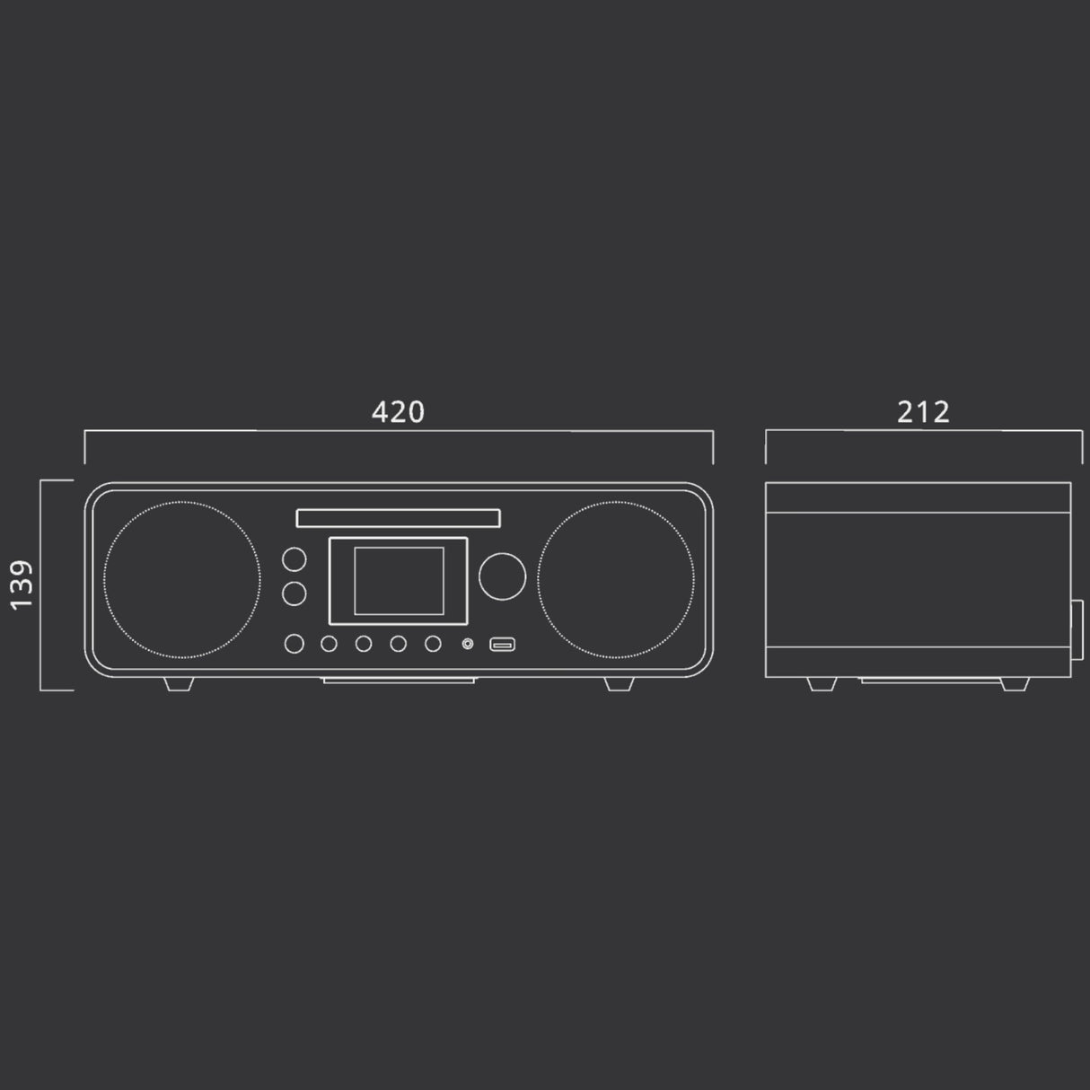 Muse - (M-885 DBT) Dab+/FM/CD/USB/Bluetooth Micro System, Gris Oscuro