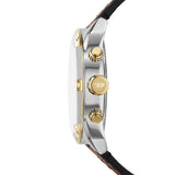 Diesel Reloj Analógico para Hombres de Cuarzo con Correa en Cuero DZ4665, Marrón y Tono Plateado, 49MM
