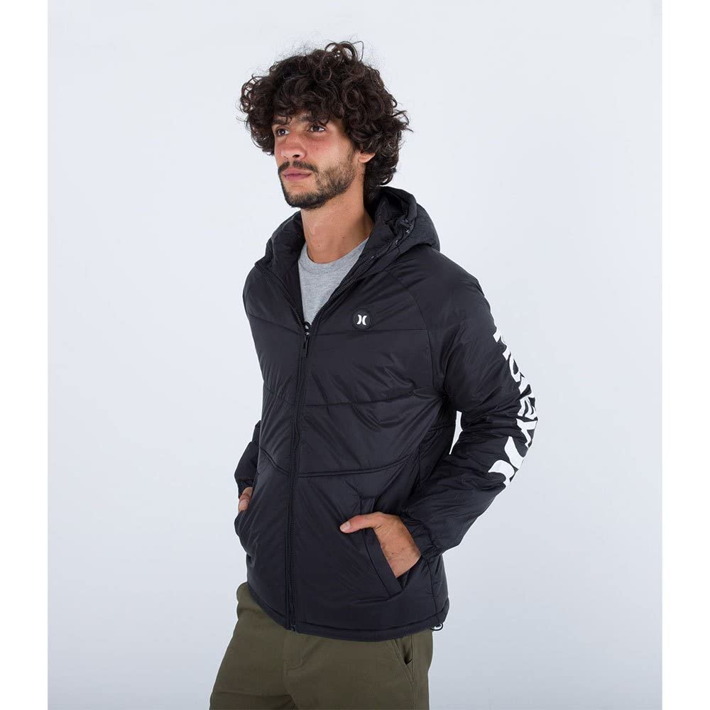 Hurley Portage Puffer Bomber Jacket, Chaqueta Hombre, Negro (Black), S