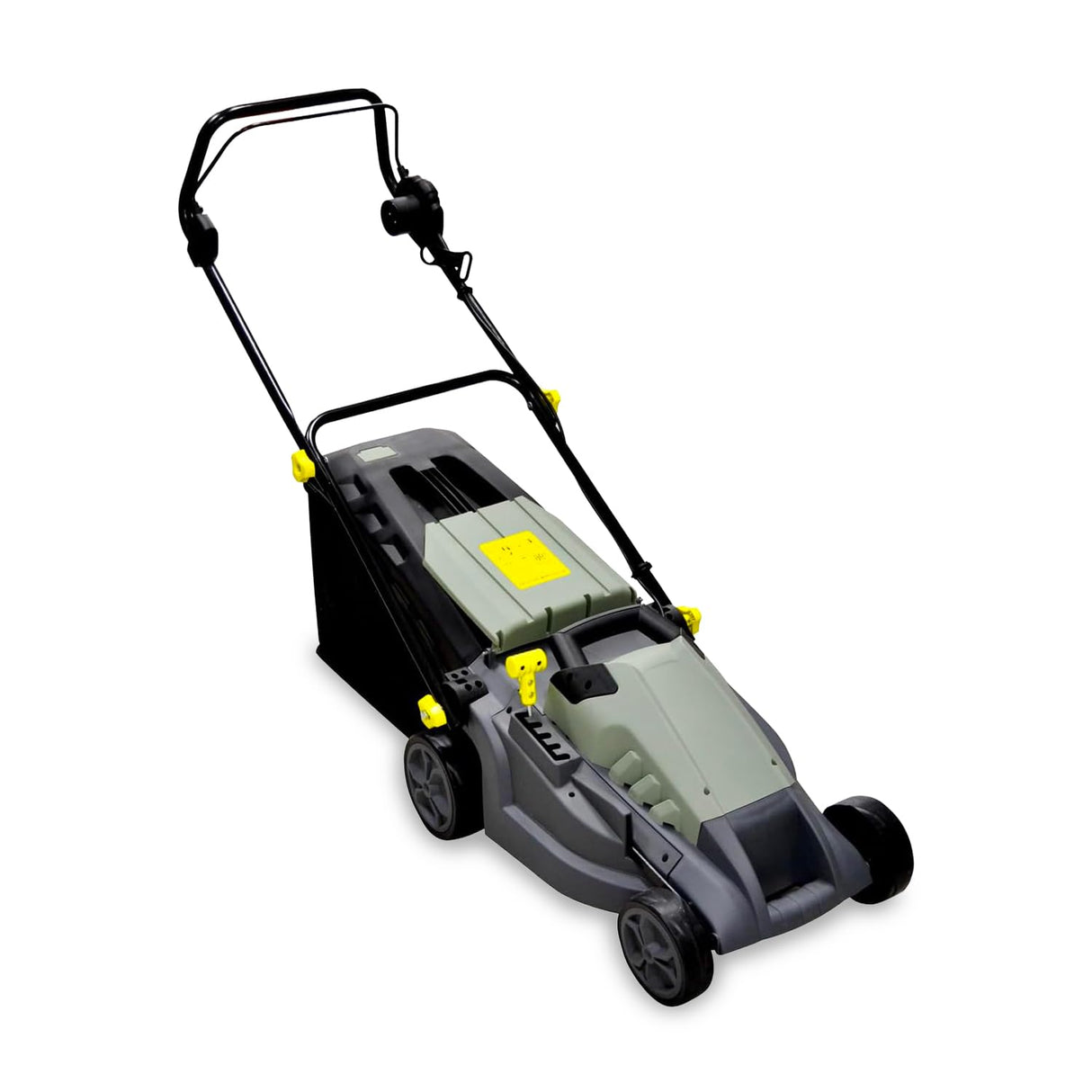 Avilia Cortacésped eléctrico de inducción – Cortacésped Ajustable con 5 Alturas de Corte, diámetro de Corte 380 mm, Velocidad 3000 RPM, 1600 W, 230 V, con Cesta de Recogida de 50 l, 143 x 105 x 55 cm