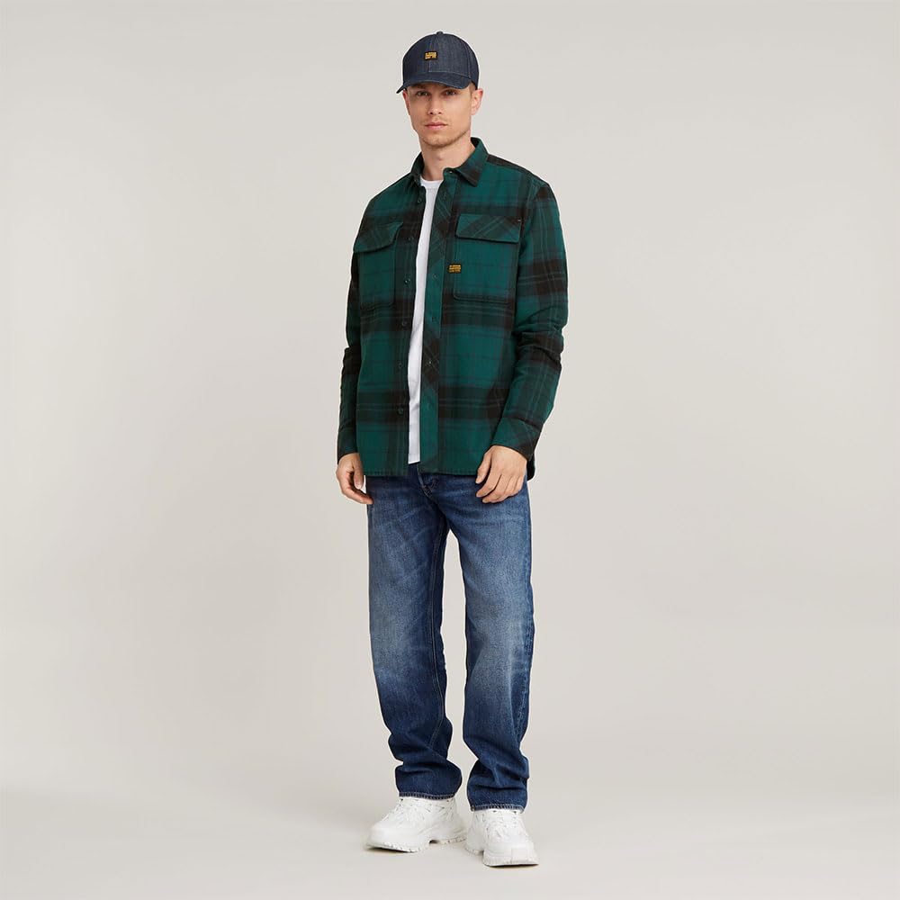 G-STAR Para Hombre Camisa CPO Regular, Multicolor (Bright Billet Green Luke Check D23583-D749-G718), S