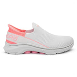Skechers, GO Walk 7 MIA Mujer, White Textile/Neon Pink Trim, 37 EU