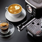 Ariete 1381 - Cafetera con manómetro, compatible con café en polvo y pastillas ESE 1300 W, capacidad 1,1 l, filtro a presión 15 bar, dispositivo capuchino de ½ tazas, color negro