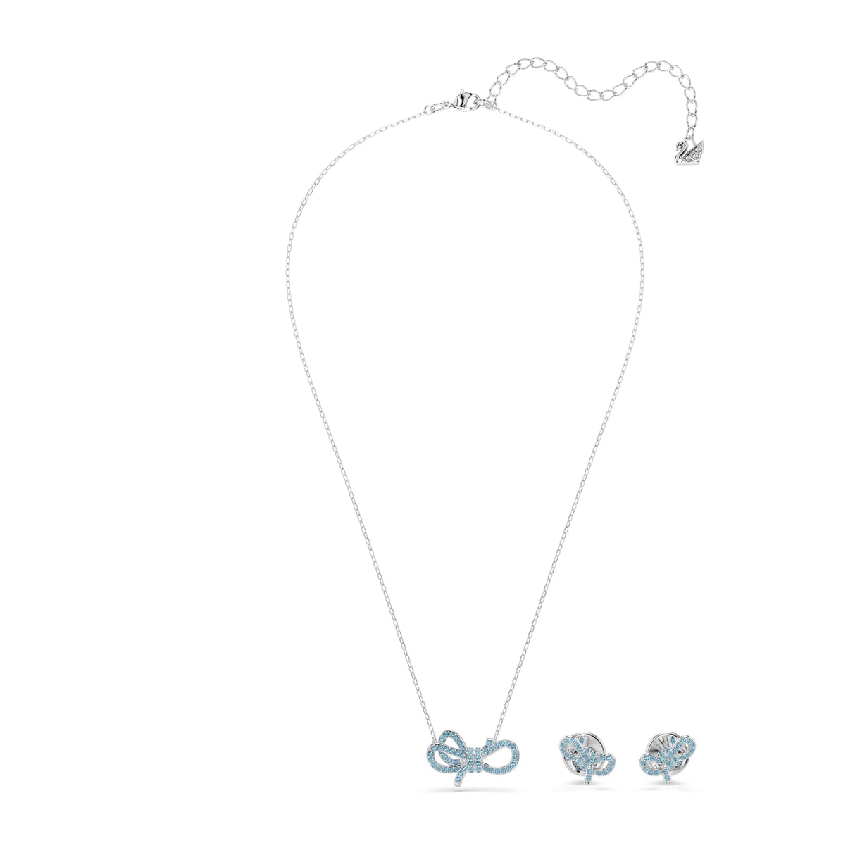 Swarovski Conjunto Lifelong Bow, Lazo, Azul, Baño de rodio