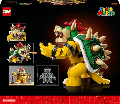 LEGO Super Mario El Poderoso Bowser, Maqueta 3D para Construir, Figura Articulada, Casa Decoración, Coleccionable Mario Bros, Idea de Regalo para Adultos 71411