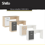 Shiito | Modelo Chelsea - Mesa de Estudio con 2 Cajones | Natural Grafito - 70.8 x 120 x 49.8 cm | Escritorio Sencillo y Moderno